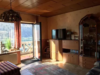 Küche/Küchenzeile in der Unterkunft Ferienwohnung Moselpension Gwosch
