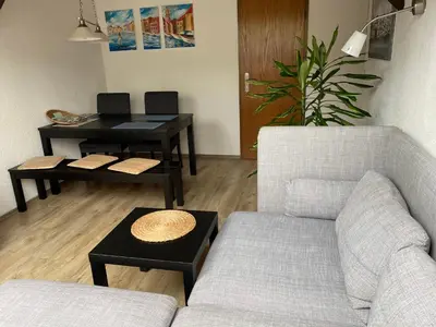 Ein Sitzbereich in der Unterkunft Ferienwohnung Malk