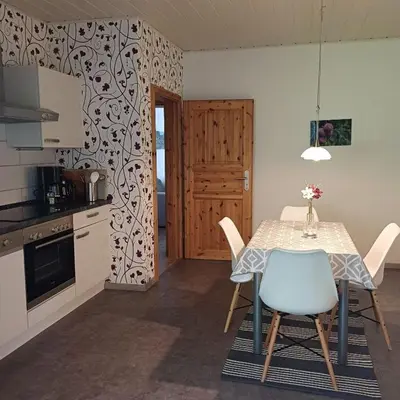 Küche/Küchenzeile in der Unterkunft Ferienwohnung Am Garten