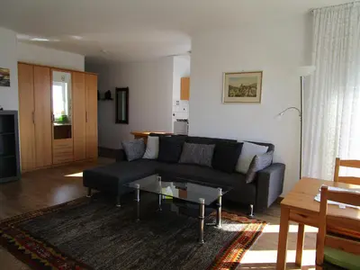 Ein Sitzbereich in der Unterkunft Beta Apartments