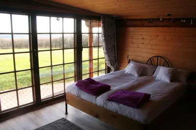 Ein Bett oder Betten in einem Zimmer der Unterkunft Dein Blockhaus