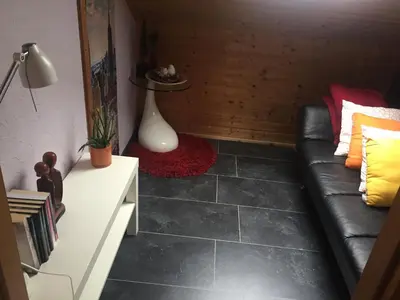 Ein Sitzbereich in der Unterkunft Ferienhaus Sternenhimmel