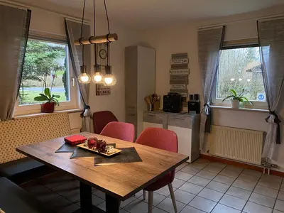 Ein Sitzbereich in der Unterkunft Ferienhaus Sternenhimmel