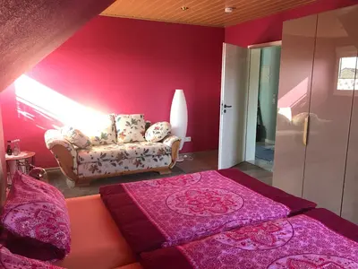 Ein Sitzbereich in der Unterkunft Ferienwohnung Zimmermann