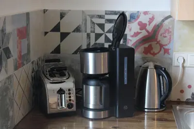 Küche/Küchenzeile in der Unterkunft Musikalische Ferienwohnung mit Rheinblick
