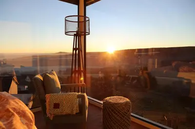 Ein Sitzbereich in der Unterkunft Ferienhaus zur Burg Olbruck