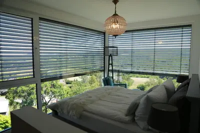 Ein Bett oder Betten in einem Zimmer der Unterkunft Ferienhaus zur Burg Olbruck