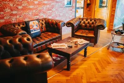 Ein Sitzbereich in der Unterkunft Dooscht Gästehaus Reichshof