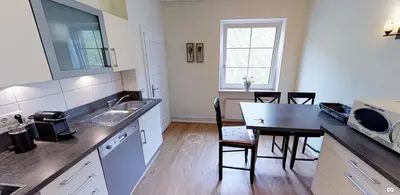 Küche/Küchenzeile in der Unterkunft Ferienhaus Inselblick in Traumlage mit Balkon und Panoramablick