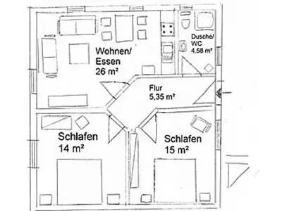 Grundriss der Unterkunft Ferienwohnung Kirschbaum
