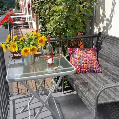Ein Balkon oder eine Terrasse in der Unterkunft ferienhaus-raju-zeltingen