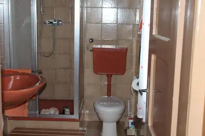 Ein Badezimmer in der Unterkunft Ferienhaus Laydeckersch