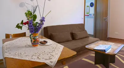 Ein Sitzbereich in der Unterkunft Himmelbett-Ferienwohnung Oberwesel