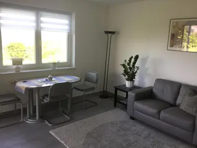 Ein Sitzbereich in der Unterkunft FeWo mit Fernblick