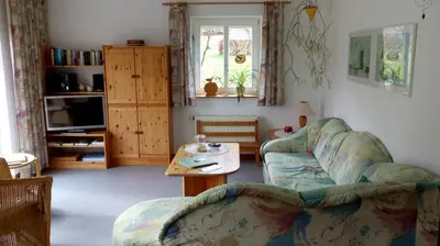 Ein Sitzbereich in der Unterkunft Ferienhof Mies