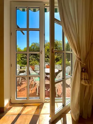 Ein Balkon oder eine Terrasse in der Unterkunft Chalet am Kurpark