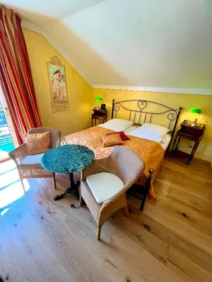 Ein Bett oder Betten in einem Zimmer der Unterkunft Chalet am Kurpark