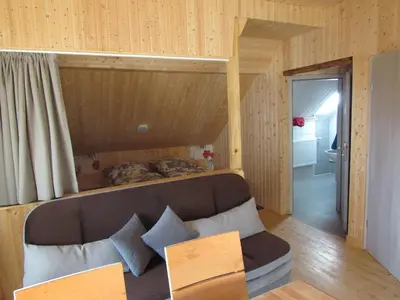 Ein Sitzbereich in der Unterkunft Ferienapartments am Dorfplatz