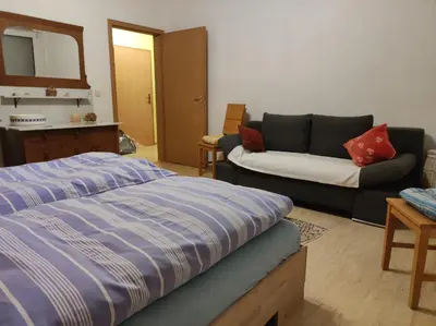 Ein Bett oder Betten in einem Zimmer der Unterkunft Urlaub am Auberg