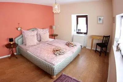 Ein Bett oder Betten in einem Zimmer der Unterkunft Ferienhaus Mosel Cottage in Piesport