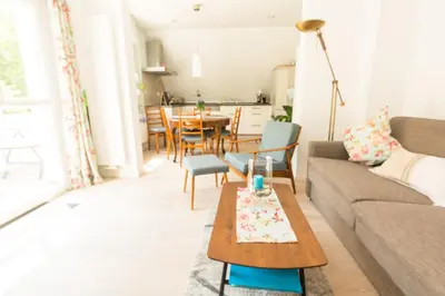 Ein Sitzbereich in der Unterkunft Ferienwohnung Hochgewächs