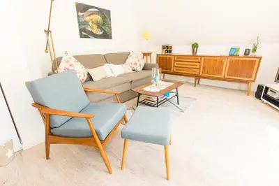 Ein Sitzbereich in der Unterkunft Ferienwohnung Hochgewächs