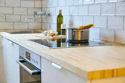 Küche/Küchenzeile in der Unterkunft Apartment in musikalischem Haus