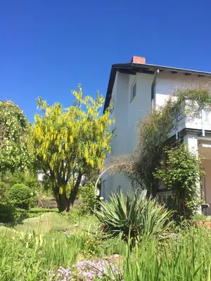 Ein Garten an der Unterkunft Apartment in musikalischem Haus