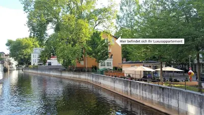 Blick auf einen Fluss in der Nähe der Ferienwohnung