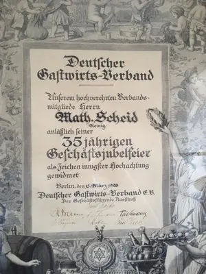 Ein Zertifikat, Auszeichnung, Logo oder anderes Dokument, das in der Unterkunft Scheid´s Hotel – Restaurant ausgestellt ist