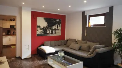 Ein Sitzbereich in der Unterkunft Ferienwohnung Weirich