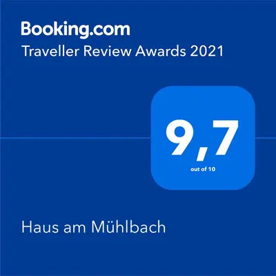 Ein Zertifikat, Auszeichnung, Logo oder anderes Dokument, das in der Unterkunft Haus am Mühlbach ausgestellt ist