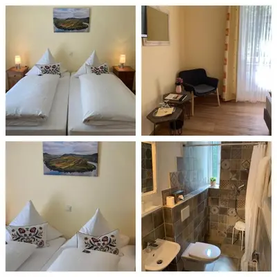 Ein Bett oder Betten in einem Zimmer der Unterkunft Moselland Hotel im Enderttal Zum Onkel Willi