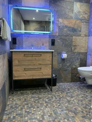 Ein Badezimmer in der Unterkunft Pension am Treiser Kiosk