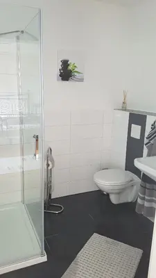 Ein Badezimmer in der Unterkunft Pulgersmühle