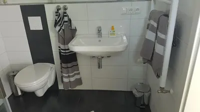 Ein Badezimmer in der Unterkunft Pulgersmühle