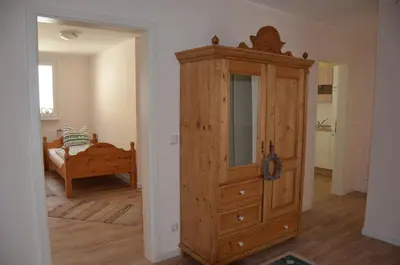 Ein Bett oder Betten in einem Zimmer der Unterkunft Moni's Ferienwohnung
