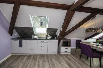 Küche/Küchenzeile in der Unterkunft Apartmenthaus Burgenheimat in Rhens bei Koblenz