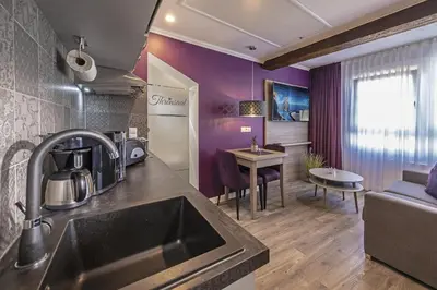Küche/Küchenzeile in der Unterkunft Apartmenthaus Burgenheimat in Rhens bei Koblenz