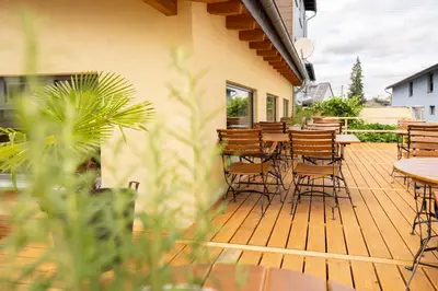 Ein Balkon oder eine Terrasse in der Unterkunft Hotel Zum Mühlental