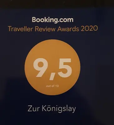 Ein Zertifikat, Auszeichnung, Logo oder anderes Dokument, das in der Unterkunft Zur Königslay ausgestellt ist