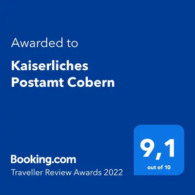 Ein Zertifikat, Auszeichnung, Logo oder anderes Dokument, das in der Unterkunft Kaiserliches Postamt Cobern ausgestellt ist
