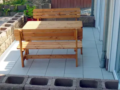Ein Balkon oder eine Terrasse in der Unterkunft Barrierefreie 6 Personen Ferienwohnung im Landhausstil
