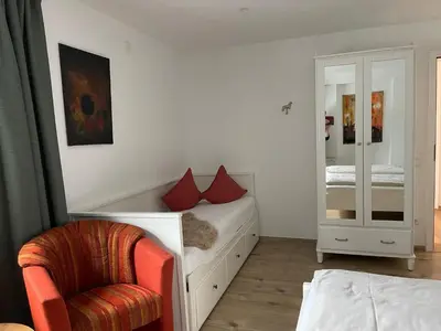 Ein Bett oder Betten in einem Zimmer der Unterkunft Ferienwohung Auszeit am Eifelsteig