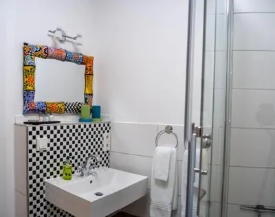 Ein Badezimmer in der Unterkunft Das Haus Am Markt