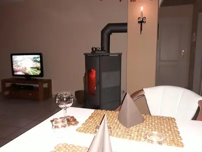 TV/Unterhaltungsangebot in der Unterkunft Ferienhaus Blue