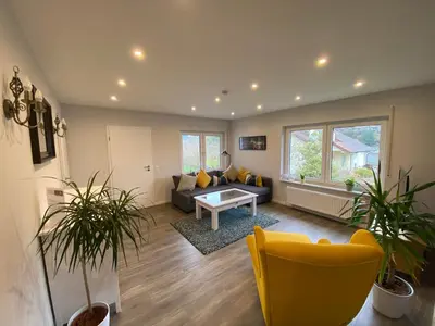 Ein Sitzbereich in der Unterkunft Kallenhard View Apartments