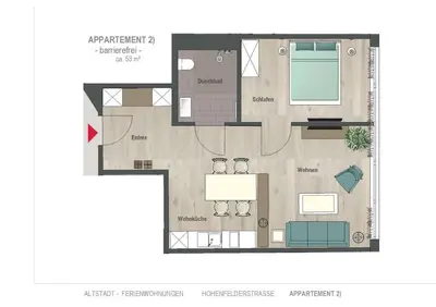 Grundriss der Unterkunft Cozy-Flats Koblenz