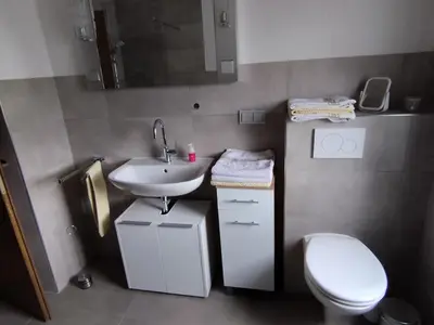 Ein Badezimmer in der Unterkunft FeWo Schwalbennest
