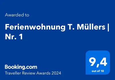 Ein Zertifikat, Auszeichnung, Logo oder anderes Dokument, das in der Unterkunft Ferienwohnung T. Müllers | Nr. 1 ausgestellt ist